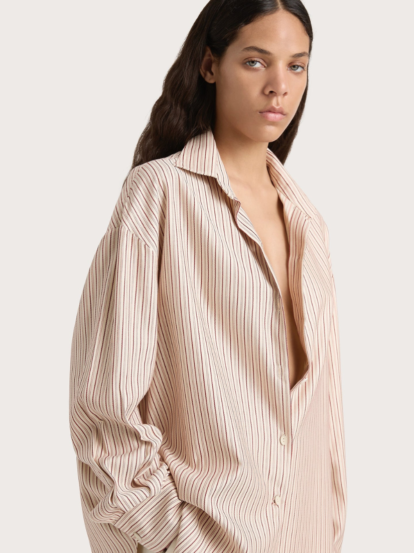 En Vau Shirt Pinstripe Garnet/Blush