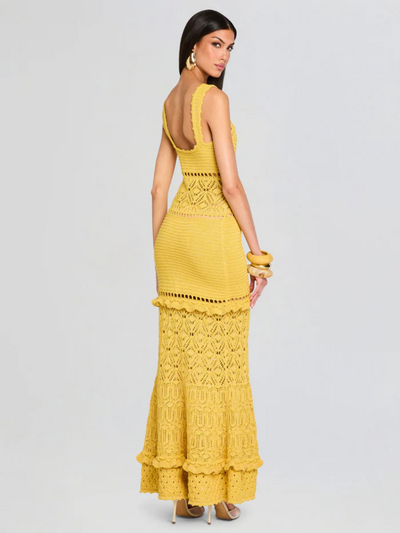 Winona Crochet Dress Gold