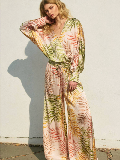 Sunkiss Surplice Top + Pant Set Desert Palm