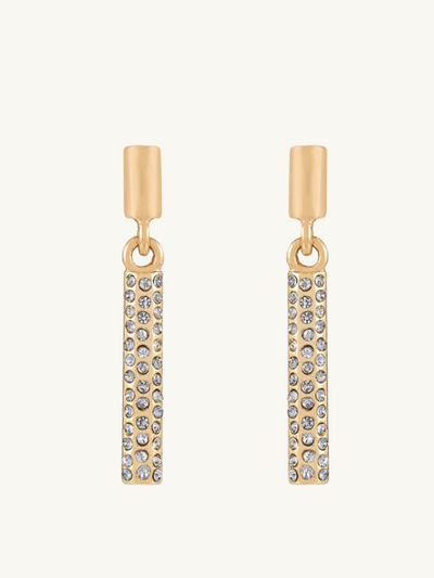 Single File Sparkle Plated Earrings Gold