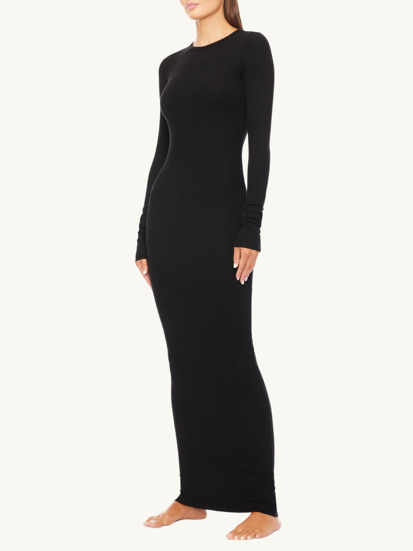 Long Sleeve Crewneck Maxi Black