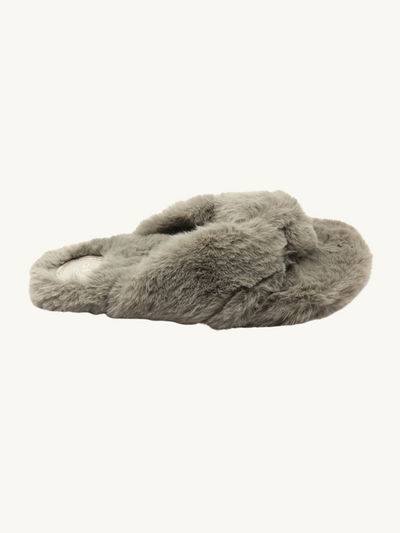 Izzie Fur Knot Slipper Smoke