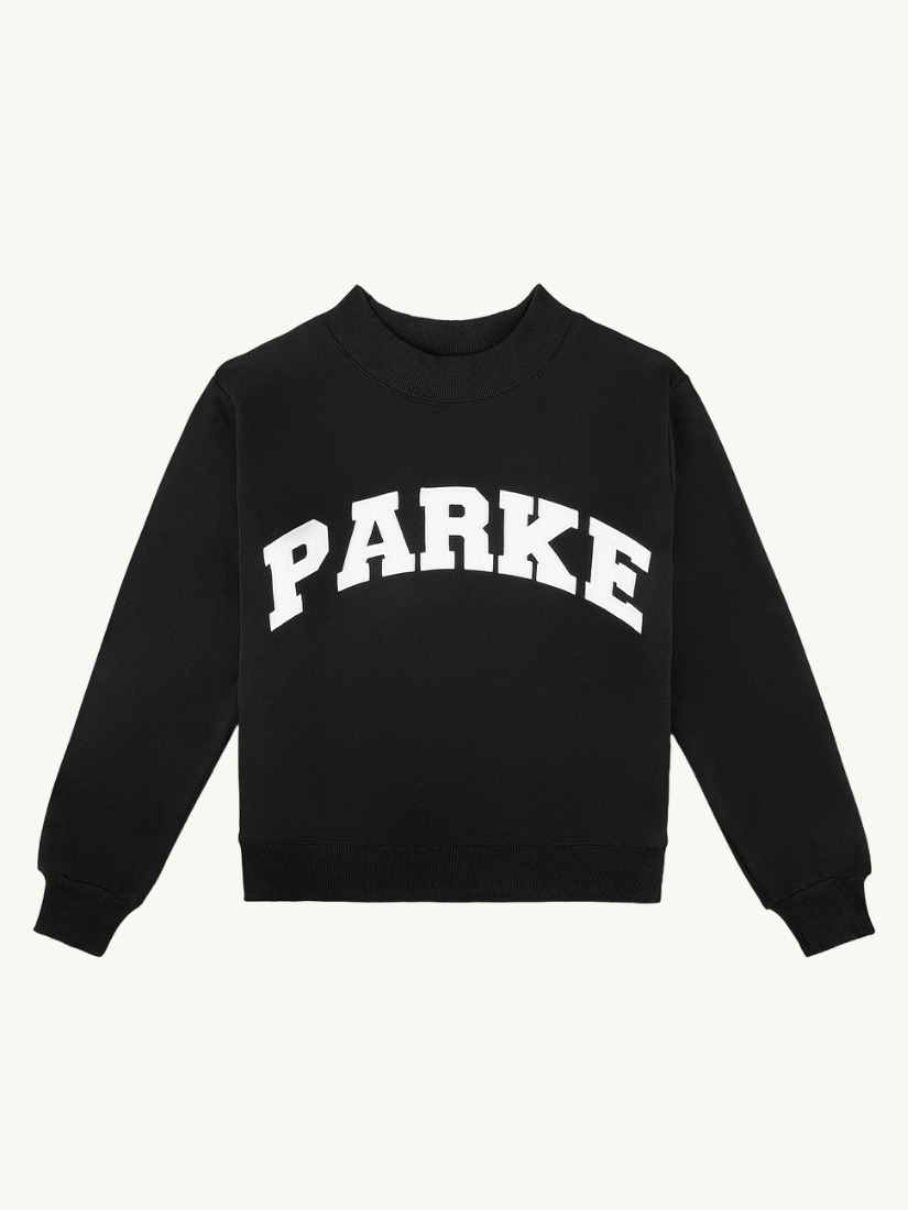 Varsity Mockneck Sweatshirt Black White