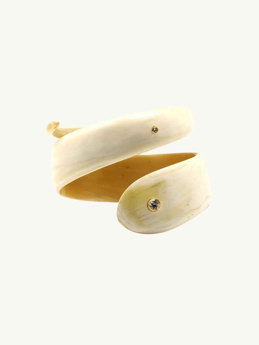 Genuine Horn Wrap Bangle With Crystals