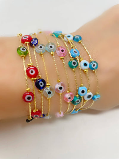 Colourful Chain Evil Eye Bracelet Gold Plated
