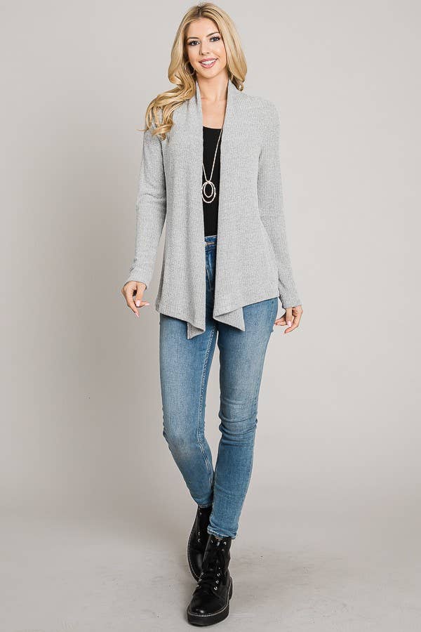 Boucle Open Front Cardigan Heather Grey