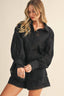 Eyelet Bishop Sleeve Shirt and Short Set Black