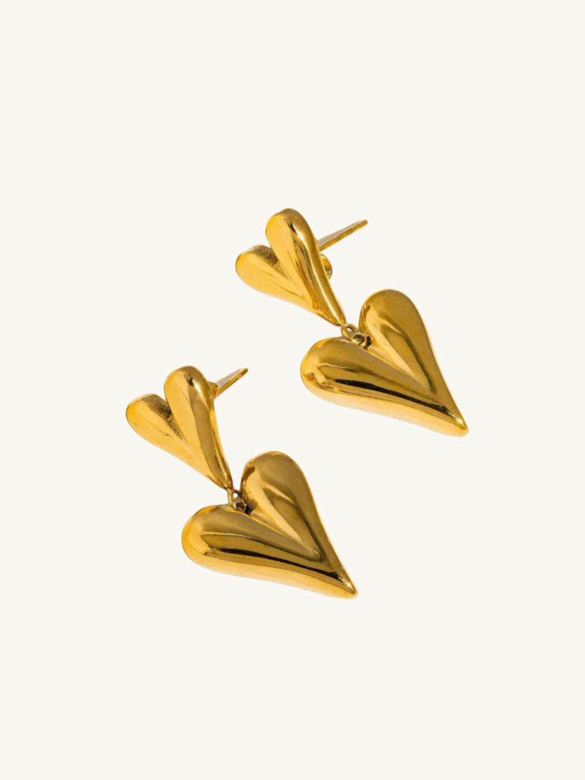 Adeline Layered Heart Earring Yellow Gold