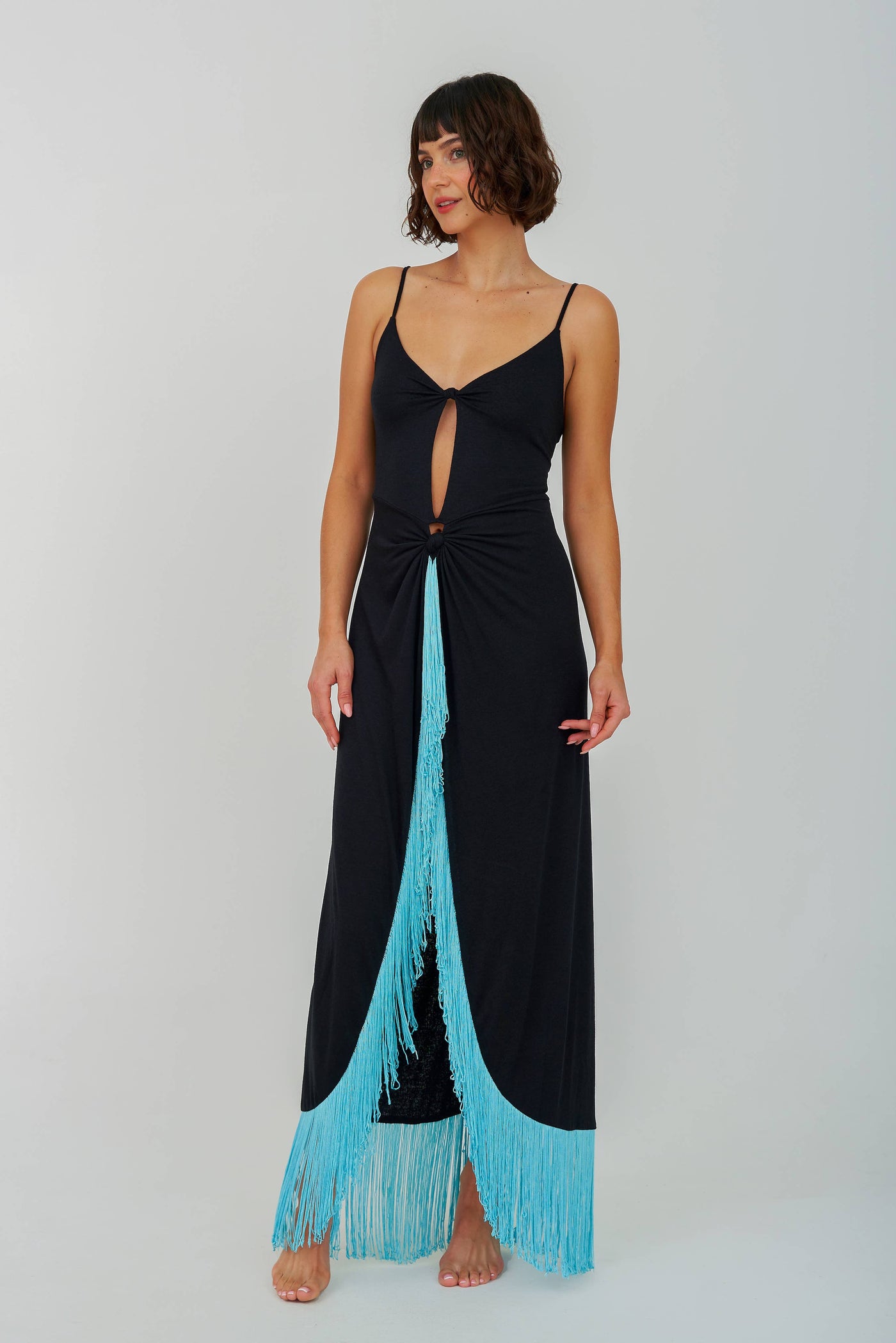 Knotted Cutout Dress Black
