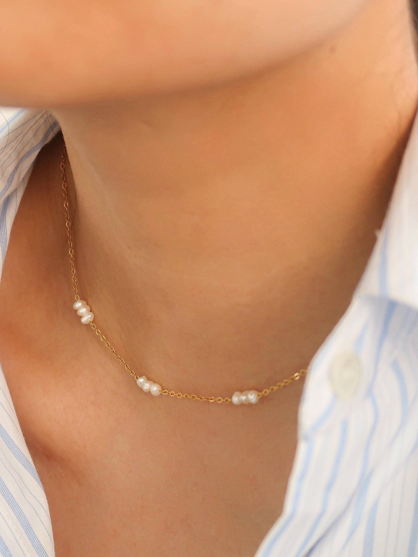 Petite Pearl Choker 18K Yellow Gold