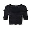SET189 Ruffled Knit Crop Top & Flared Pants Summer Set