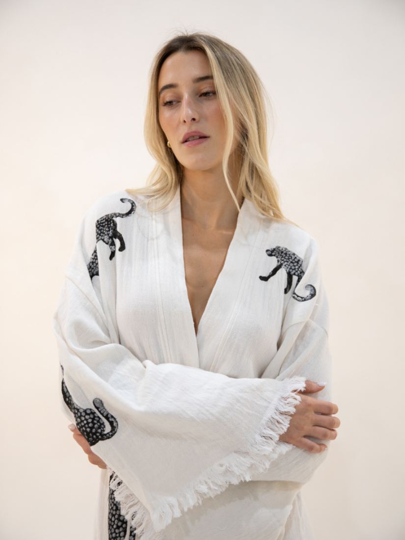 Boho Tiger Long Kaftan Kimono