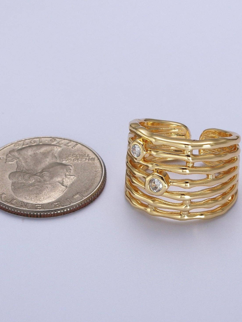 Gold Wide Multiple Ring