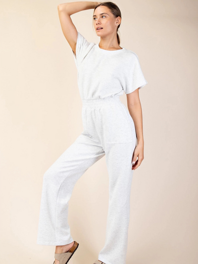 Modal Poly Short Sleeve Jumpsuit Heather Grey