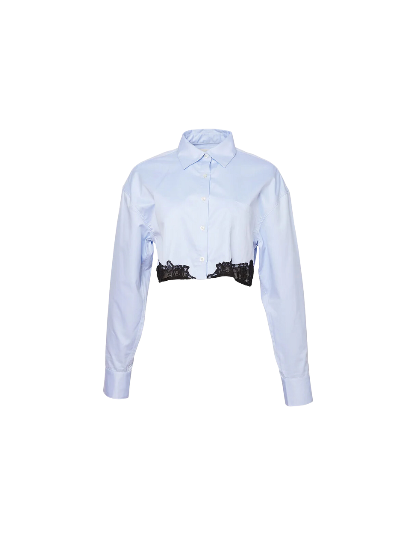 Lace Poplin Cropped Button Down