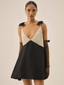 Pearly Bow Mini Dress Black