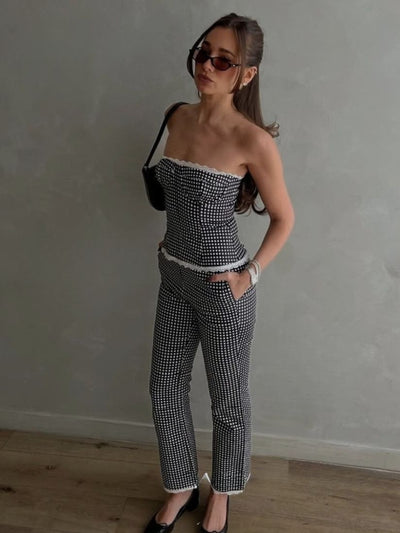 Strapless Bustier Black Gingham