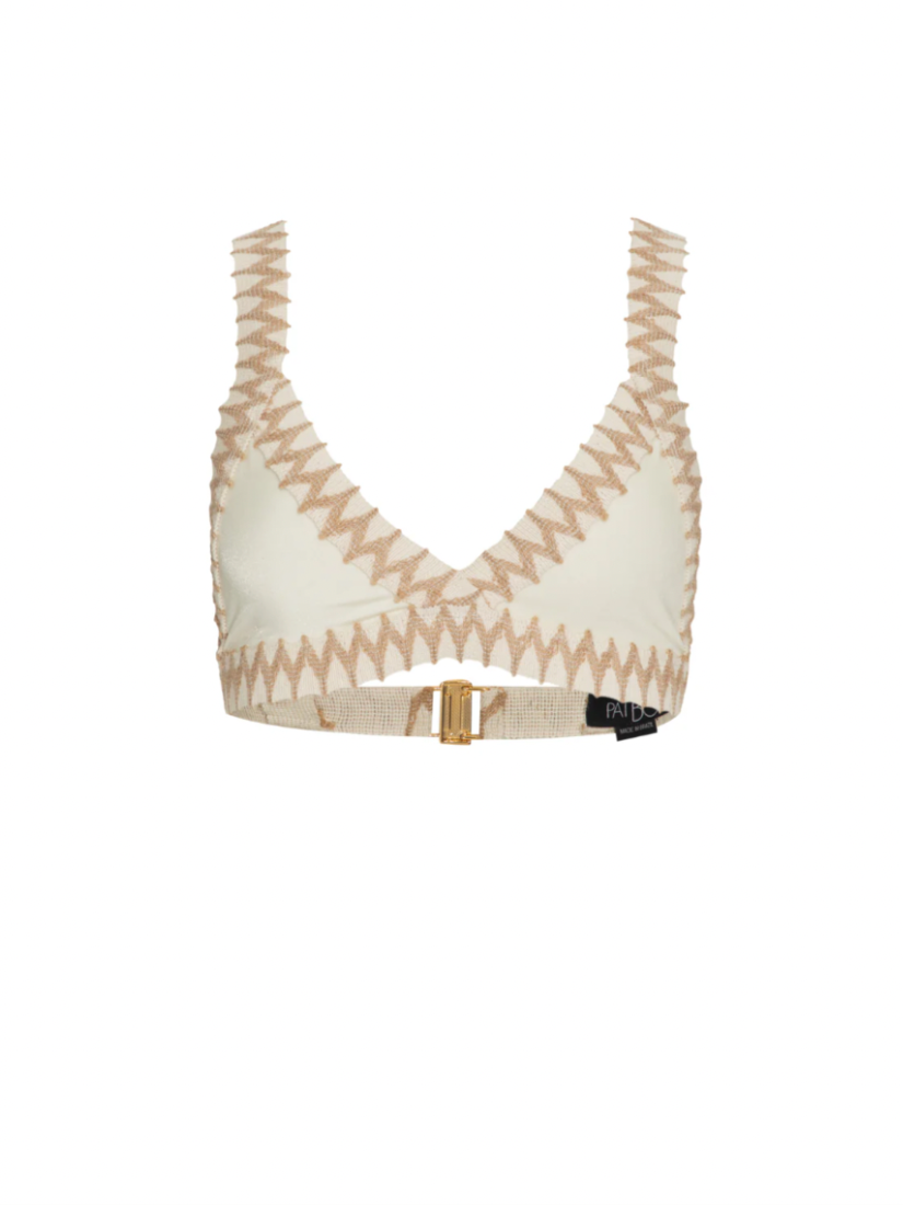 Jute Trim Bikini Top Ivory