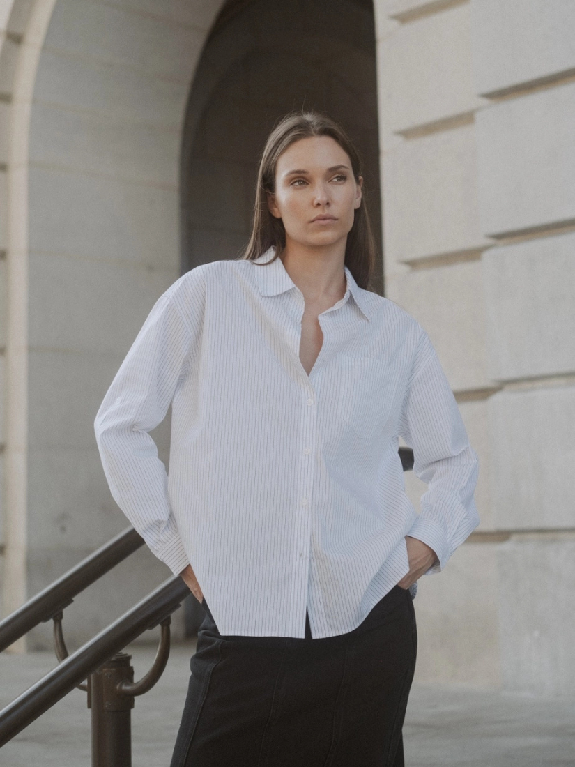 The Annalise Pinstripe Button-Down White