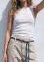 Daisy Ribbed Tank Top White