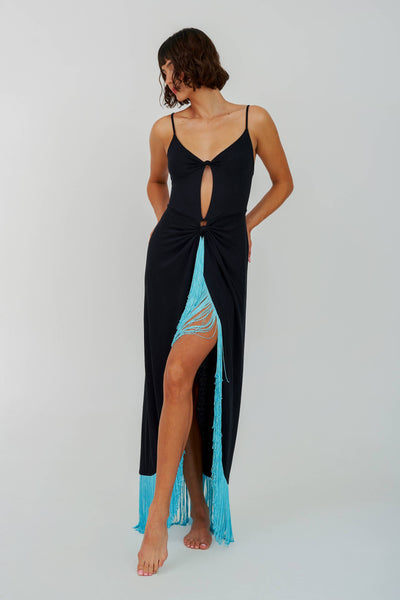 Knotted Cutout Dress Black