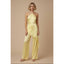 Satin Lace Halter Jumpsuit Yellow