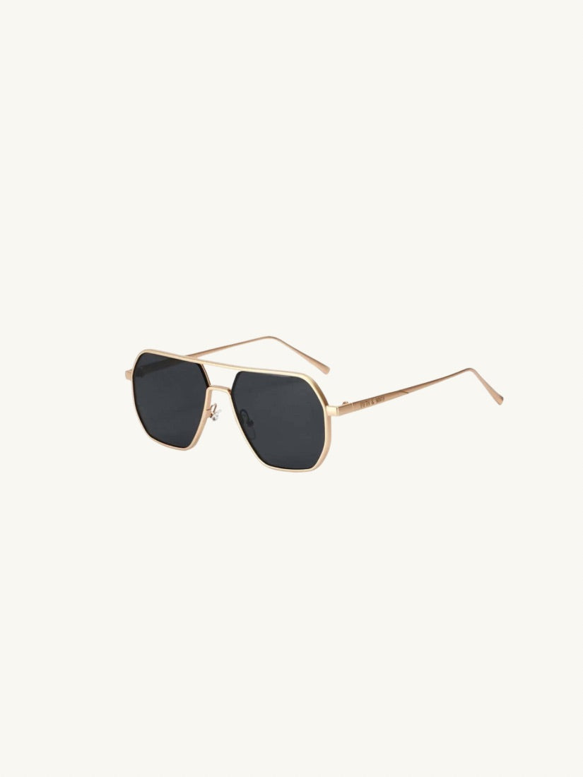 Nola Polarized Sunglasses: Black/Gold