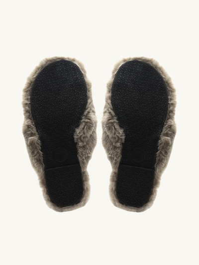 Izzie Fur Knot Slipper Smoke