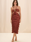 Amethyst Fringe Midi Dress Brown