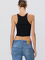 Chloe Cropped Rib Tank Black