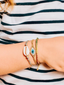 Kids Twisted Duo Color Evil Eye Bracelet: Orange Fluorescent & Gold