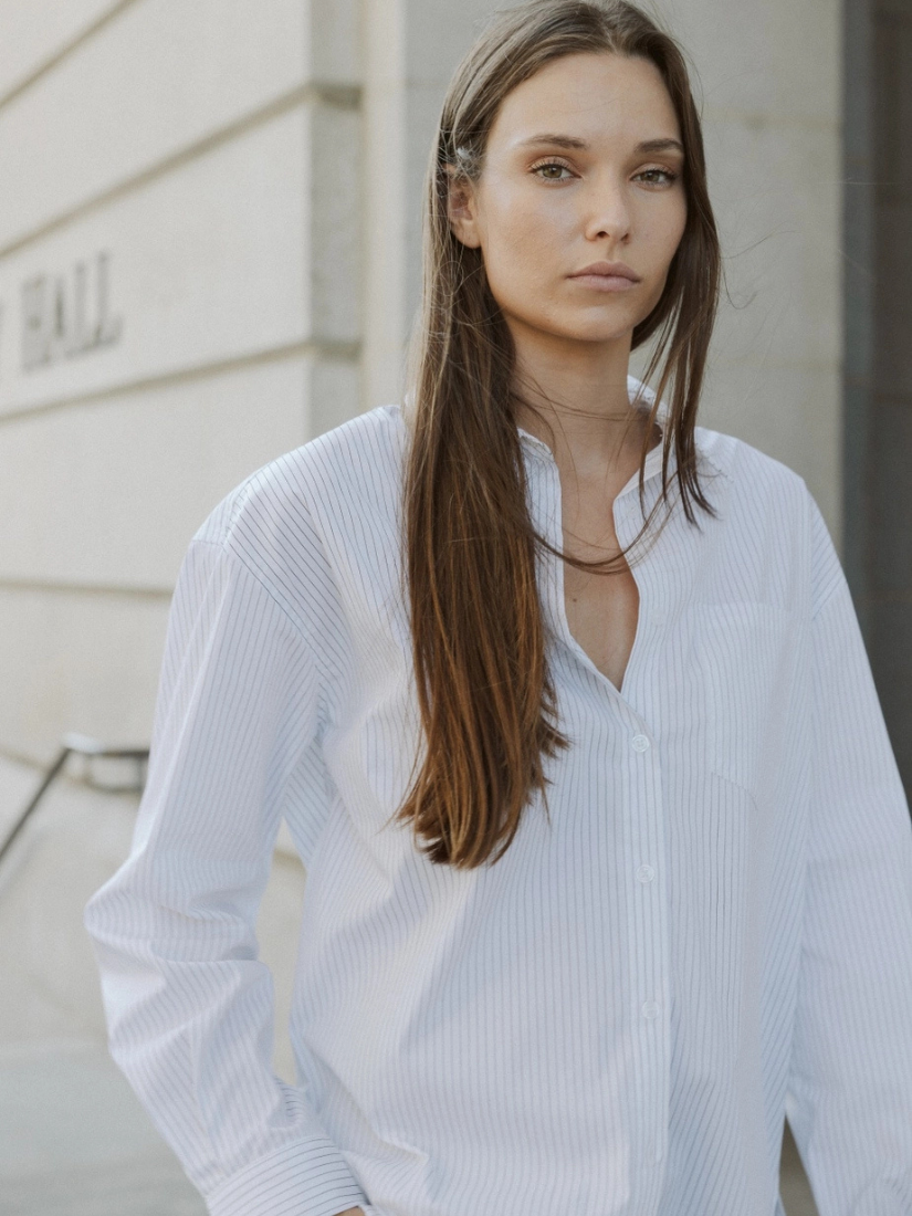 The Annalise Pinstripe Button-Down White