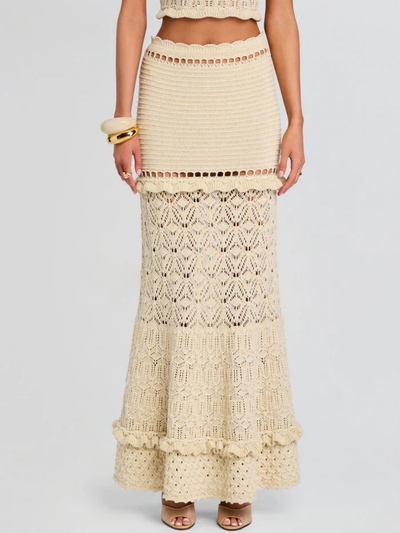 Magdalena Crochet Skirt Ivory Gold