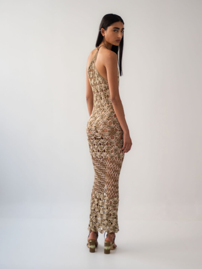 Akira Shell Mermaid Midi Dress Gold