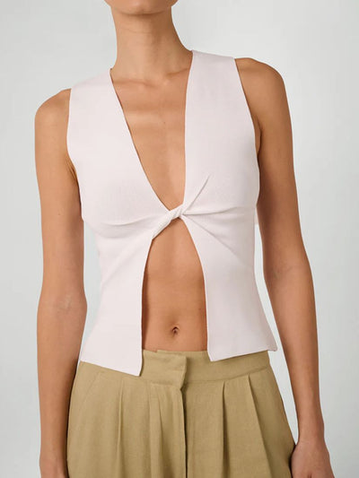 Twist Front Flyaway Tank White
