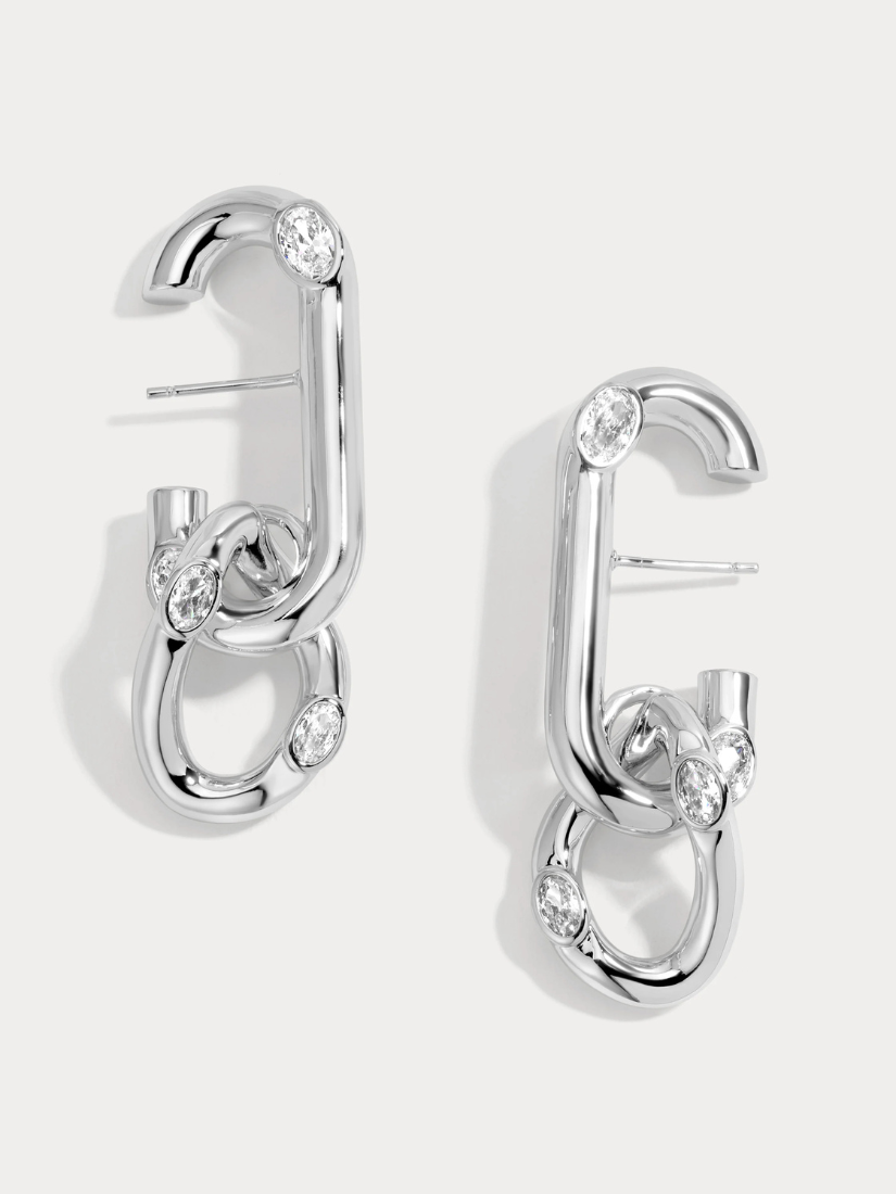 White Cz Logan Lobe Cuff Earrings