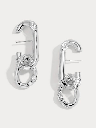 White Cz Logan Lobe Cuff Earrings