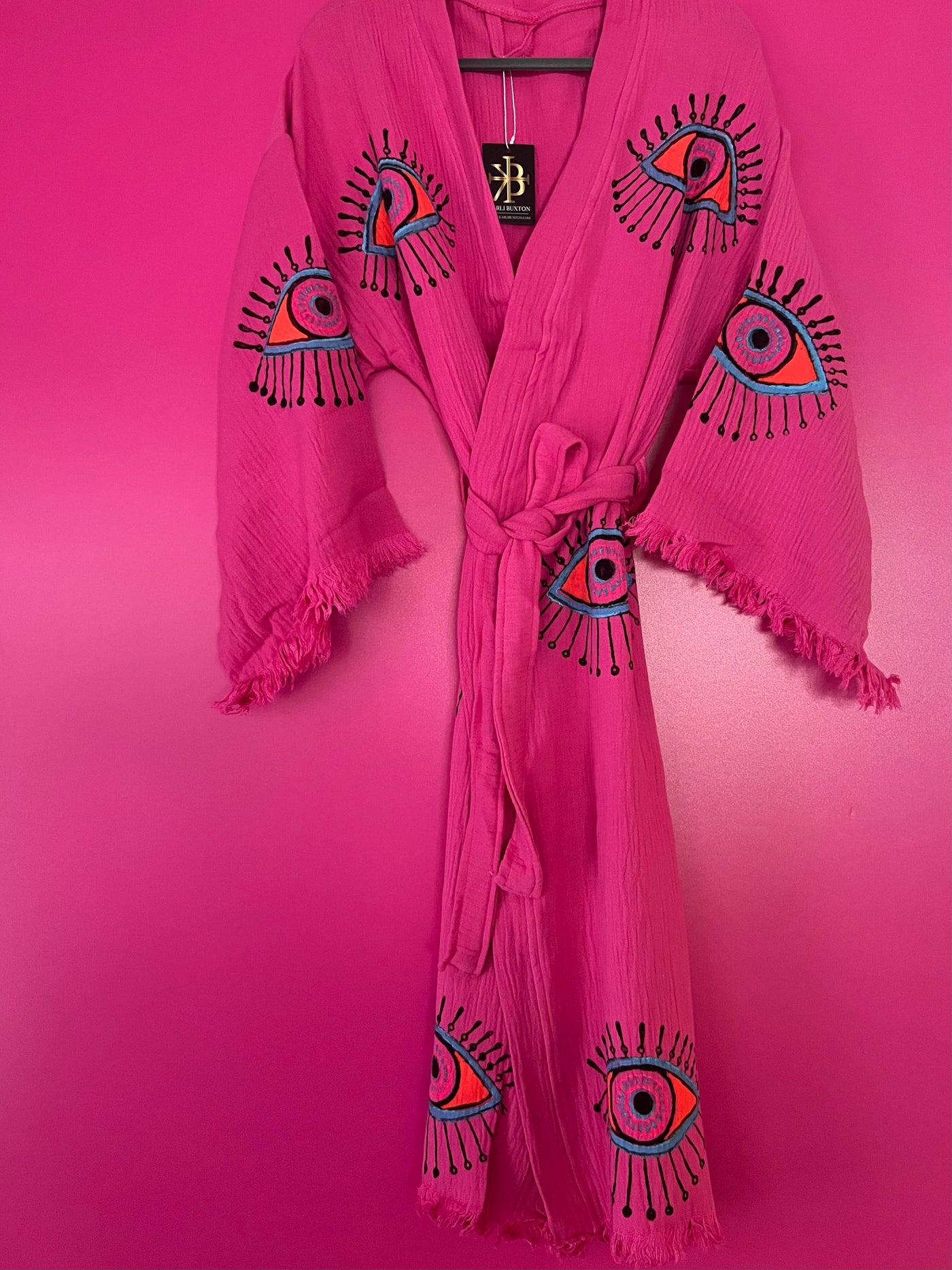 Evil Eye Long Kaftan Hot Pink