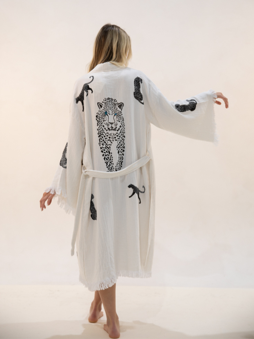 Boho Tiger Long Kaftan Kimono