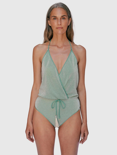 Glitter V-Swimsuit Ocean