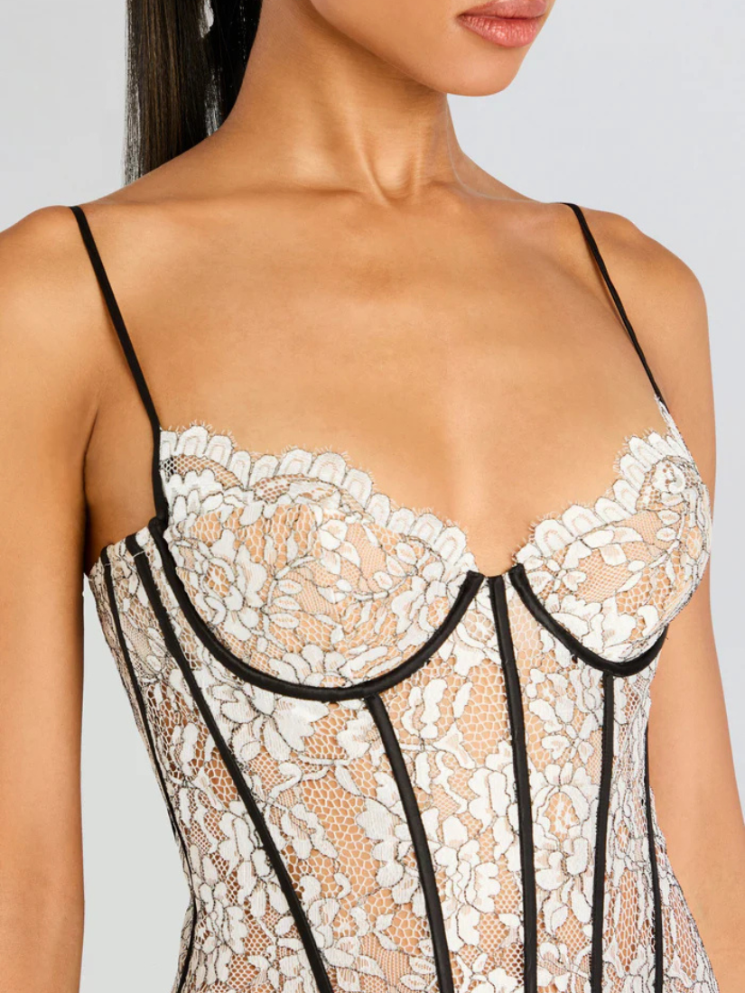 Lovisa Corset Bodysuit Black/White