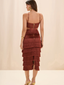 Amethyst Fringe Midi Dress Brown
