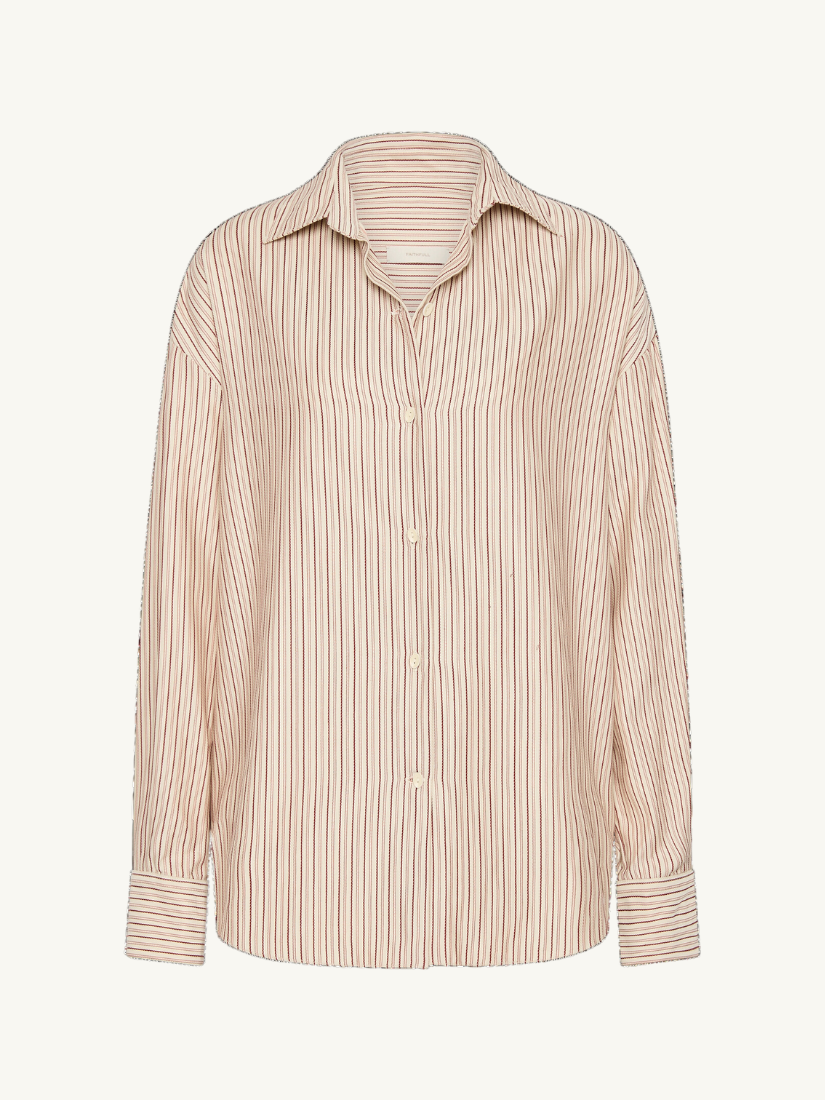 En Vau Shirt Pinstripe Garnet/Blush