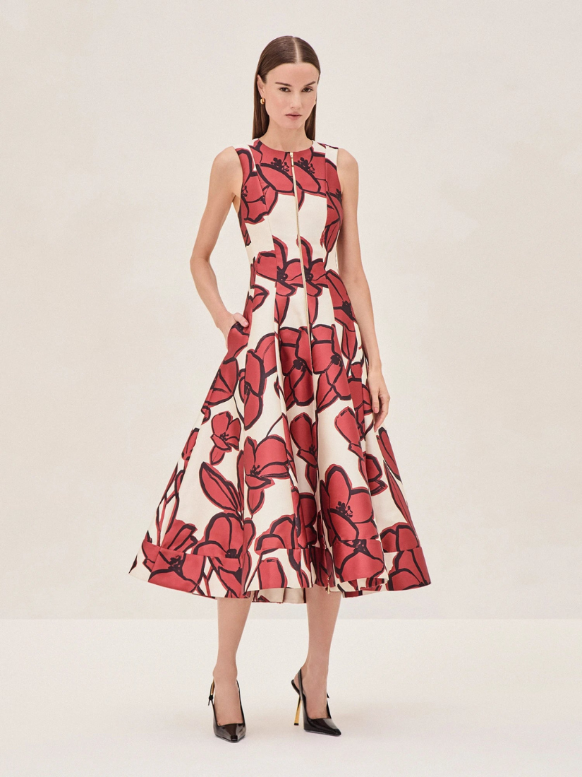 Lazaro Midi Dress Rust Petal