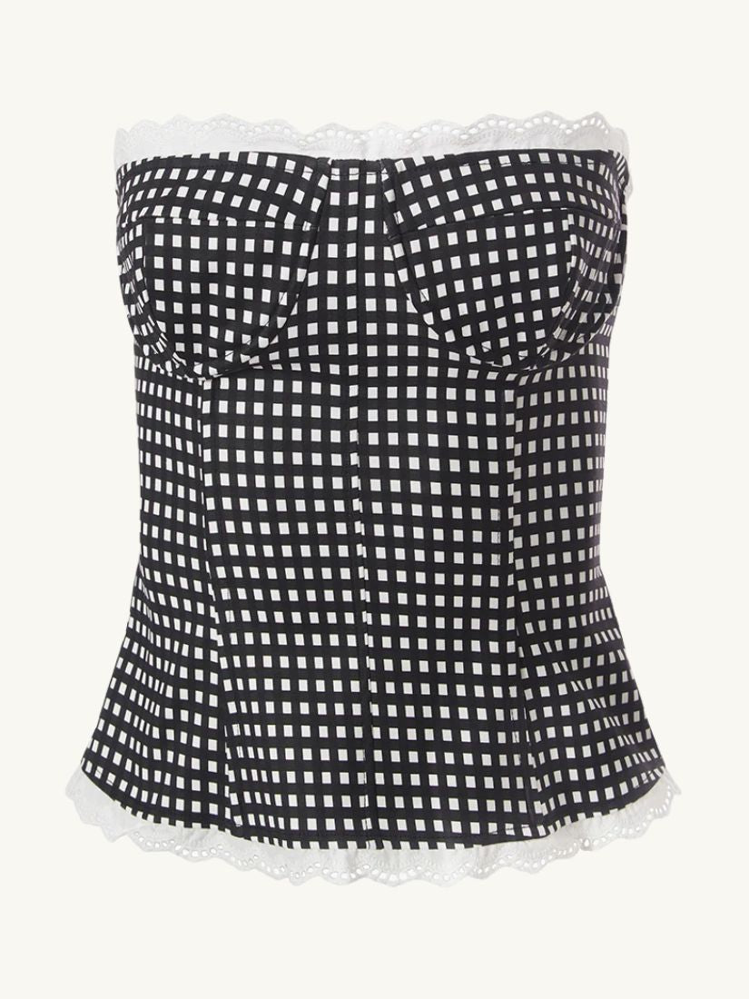 Strapless Bustier Black Gingham