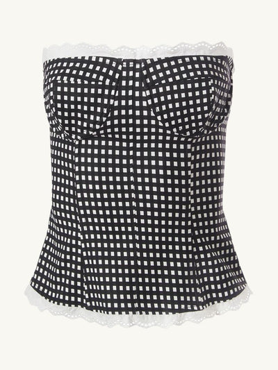Strapless Bustier Black Gingham