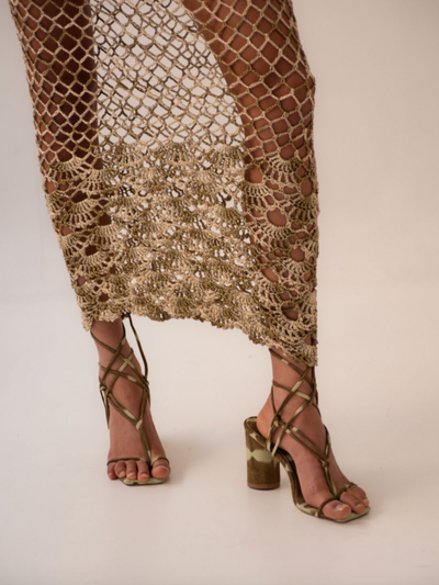 Akira Shell Mermaid Midi Dress Gold