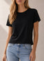 Cotton Modal Slub Crew Tee Black