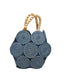 Romy Disc Raffia Straw Handbag with Wooden Bead Handles