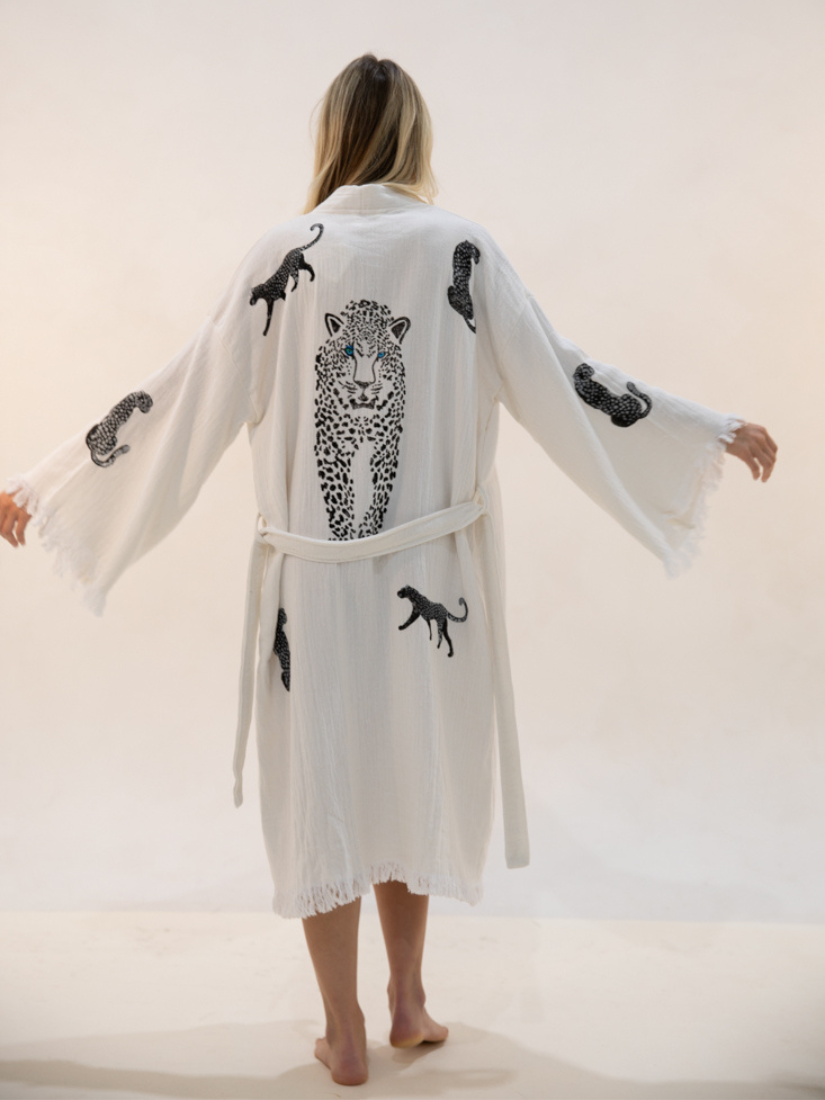 Boho Tiger Long Kaftan Kimono